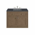 James Martin Vanities Chicago 36in Single Vanity, Whitewashed Walnut w/ 3 CM Charcoal Soapstone Quartz Top 305-V36-WWW-3CSP